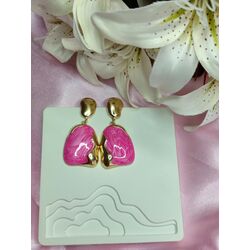 Çelik gold pembe sedefli küpe