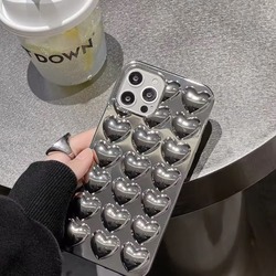 İPhone Metalik Kalpli Case 
