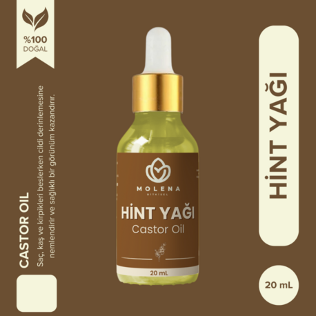 Hint Yağı - Soğuk Sıkım 20 ml %100 Doğal Saf & Organik Saç ve Cilt Bakım Yağı (Castor Oil)