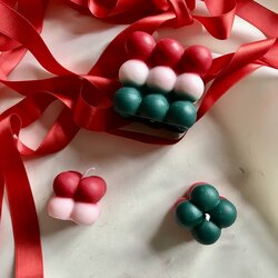 Yılbaşı noel renkli dekoratif kokulu bubble mum set