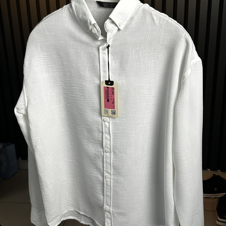 Beyaz Oversize Keten Yazlık Özel Seri Gömlek 
