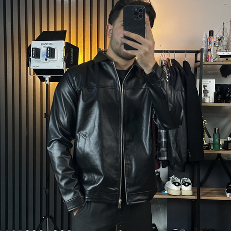 Siyah Yazlık Özel Seri Kemer Boy Deri Ceket