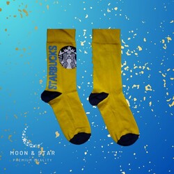 Starbucks desenli sarı renk çorap