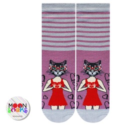 Cat Head Design Soket Çorap
