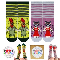 Horoz ve Kedi Head Design Soket Çorap 2'li Paket