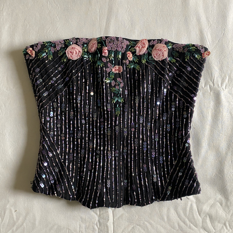 Vintage Karen Millen Flower & Sequin Embroidered Bustier