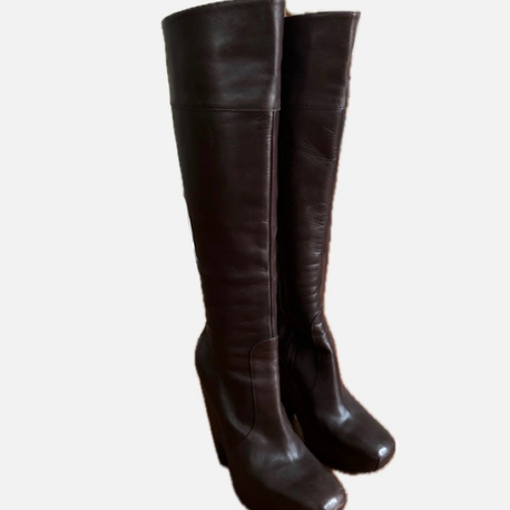 Vintage Balenciaga Platform Wedge Leather Boots Heels