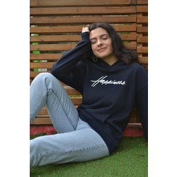 Happiness - Lacivert Kapüşonlu Sweat