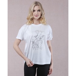Beyaz Çiçek Detaylı T-Shirt