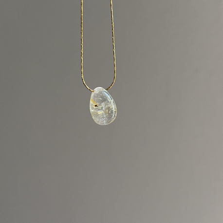 Natural Topaz Damla Kolye - Çelik