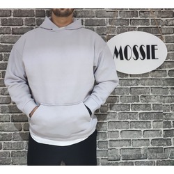 OVERSİZE Model Gri Renk 3 İplik Şardonlu Unisex Kapüşonlu Sweatshirt 