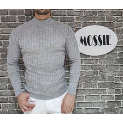 Yarım Balıkçı Gri Renk Kazak Slim Fit