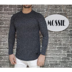 Gri Beyaz Kırçıllı Erkek Triko Kazak Slim Fit