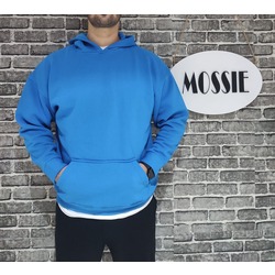 ​​​​​​​OVERSİZE Model Mavi Renk 3 İplik Şardonlu Unisex Kapüşonlu Sweatshirt 