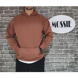 OVERSİZE Model Kiremit Renk 3 İplik Şardonlu Unisex Kapüşonlu Sweatshirt 