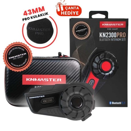 Knmaster KN2300PRO Motosiklet Kask İnterkom Bluetooth Intercom Kulaklık Seti KIRMIZI