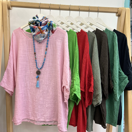 İtalyan Keten Minimal Bluz