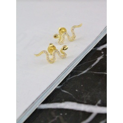 Gold Minimal Yılan Küpe ( TEK ) 