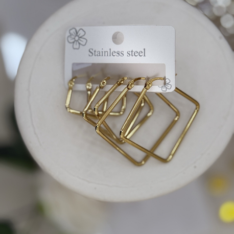 Stainless Steel Kare Küpe