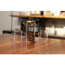 French Press + 2 Borosilikat Cam Bardak Seti