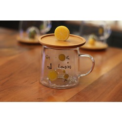 Bambu Kapaklı Cam Limon Kupa