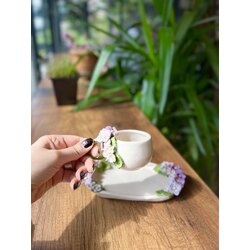 Flower cups  with flowers plate
