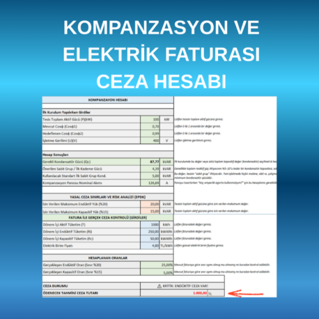 Kompanzasyon Hesaplama ve Elektrik Faturası Ceza Analiz Exceli (PRO)