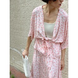 Çiçek baskılı viskon Kimono