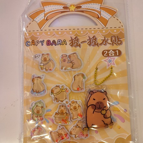 Capybara Sulu Kabartmalı Sticker Seti