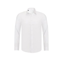 MET erkek beyaz mat saten pamuklu slim fit gömlek 