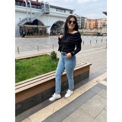 Kayık Yaka Bluz Siyah