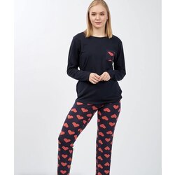 Kadın Pijama Takımı Kalp Desenli