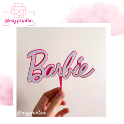 Barbie Yazılı Pasta Üstü Süsü