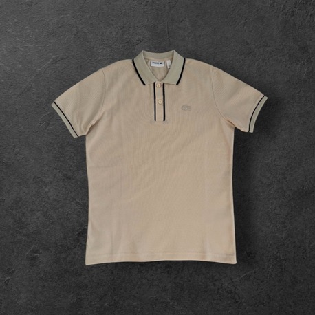 Lacoste Bej Rengi, Yakası Çizgili İkonik Logolu Polo Tişört