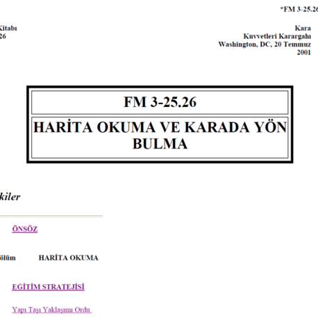 Harita Okuma ve Karada Yön Bulma El Kitabı (FM 3-25.26)
