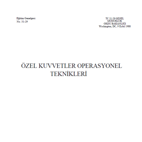 TC 31-29 Özel Kuvvetler Operasyonel Teknikleri - Taktik Saha Kılavuzu (PDF)