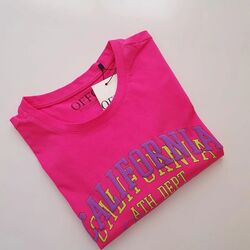 Bisiklet Yaka Crop Tshirt-Fuşya