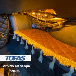 TABA RENK RENK TÜM TOFAŞLARA UYUMLU TORPİDO ALTI SEHPA ÖRTÜSÜ PÜSKÜLLÜ 