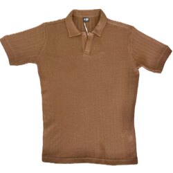 Polo yaka Tshirt delikli kumaş (Kahverengi)