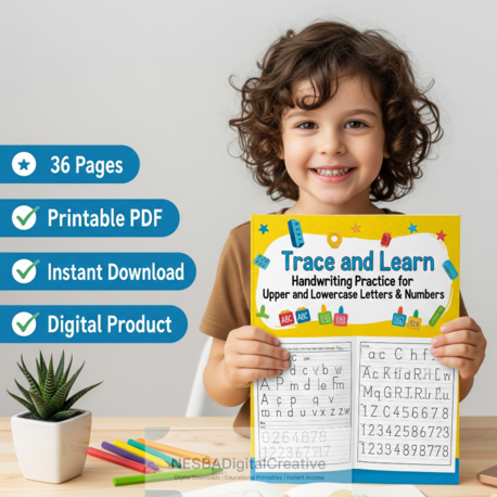 Handwriting Practice Worksheets: Letters & Numbers 1-10 (Printable PDF)