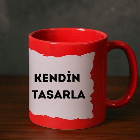 Kırmızı Yamalı Porselen Kupa 