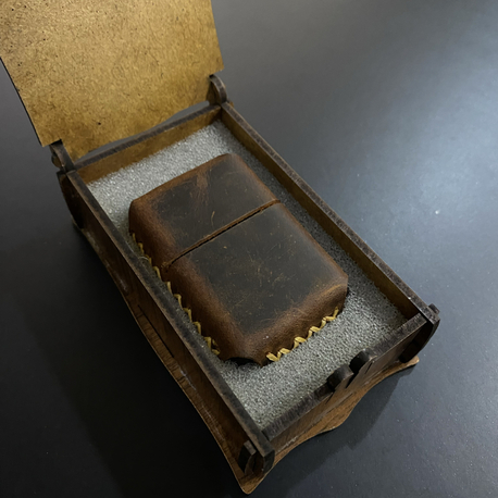 Kişiye Özel Hakiki Deri Çikolata Renk Zippo Çakmak