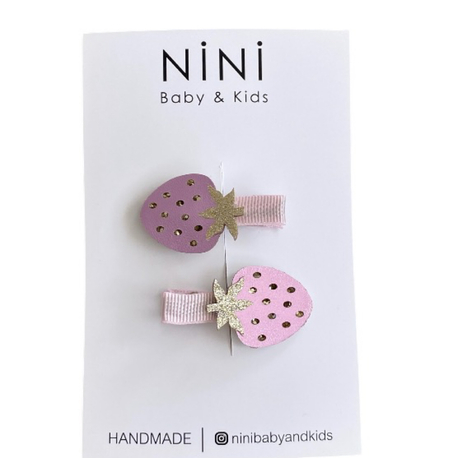 2’li Mini Glitter Çilek Toka