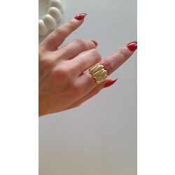 Altın Kaplama Damla Desen Gold Yüzük 