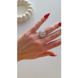 Altın Kaplama Damla Desen Silver Yüzük 