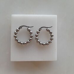 Çelik Topçuk Model Halka Silver Küpe