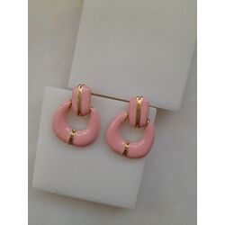  Altın Kaplama Seramik Pembe U Model Küpe 