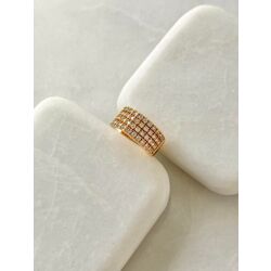 Altın Kaplama Dört Sıra Zirkon Taşlı Gold Kıkırdak Küpe 