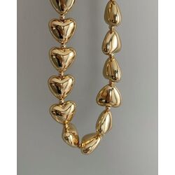 Altın Kaplama Sıralı Kalp Model Gold Kolye 