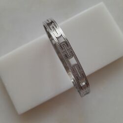 Çelik Desenli Silver Kelepçe Bileklik 